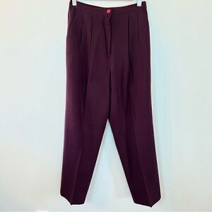 Vintage wool pants women Camdan Place size 8 burgundy pleated front career lined